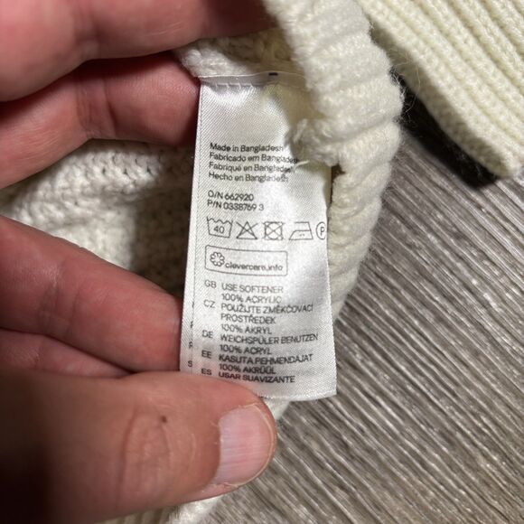 H&M Women’s Pullover Sweater Knitted Ivory Size Small White Chunky Cottage S - Picture 5 of 5